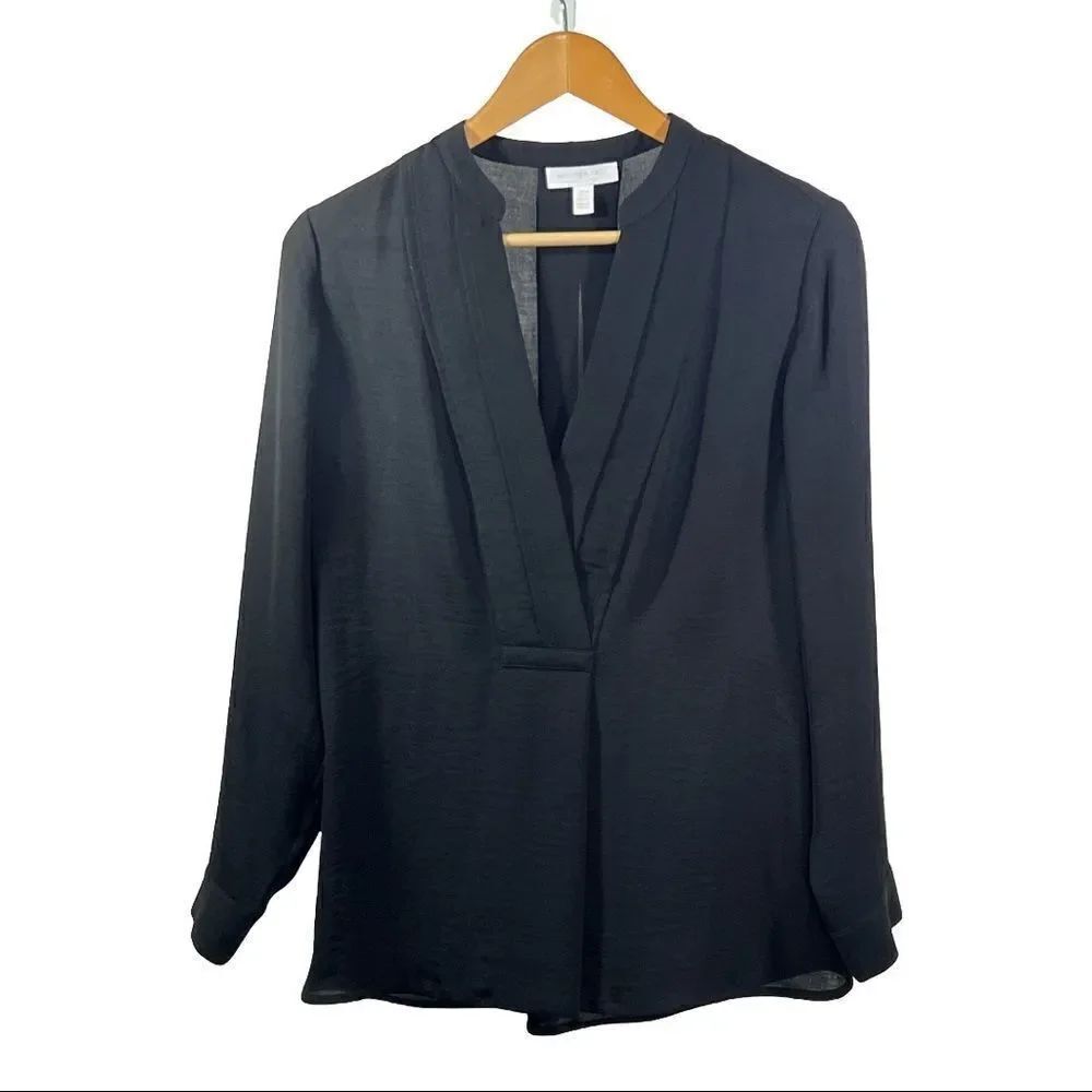 WHITE LABEL THE WHITE COMPANY Women’s Long Sleeve Pullover Blouse Black Size 6